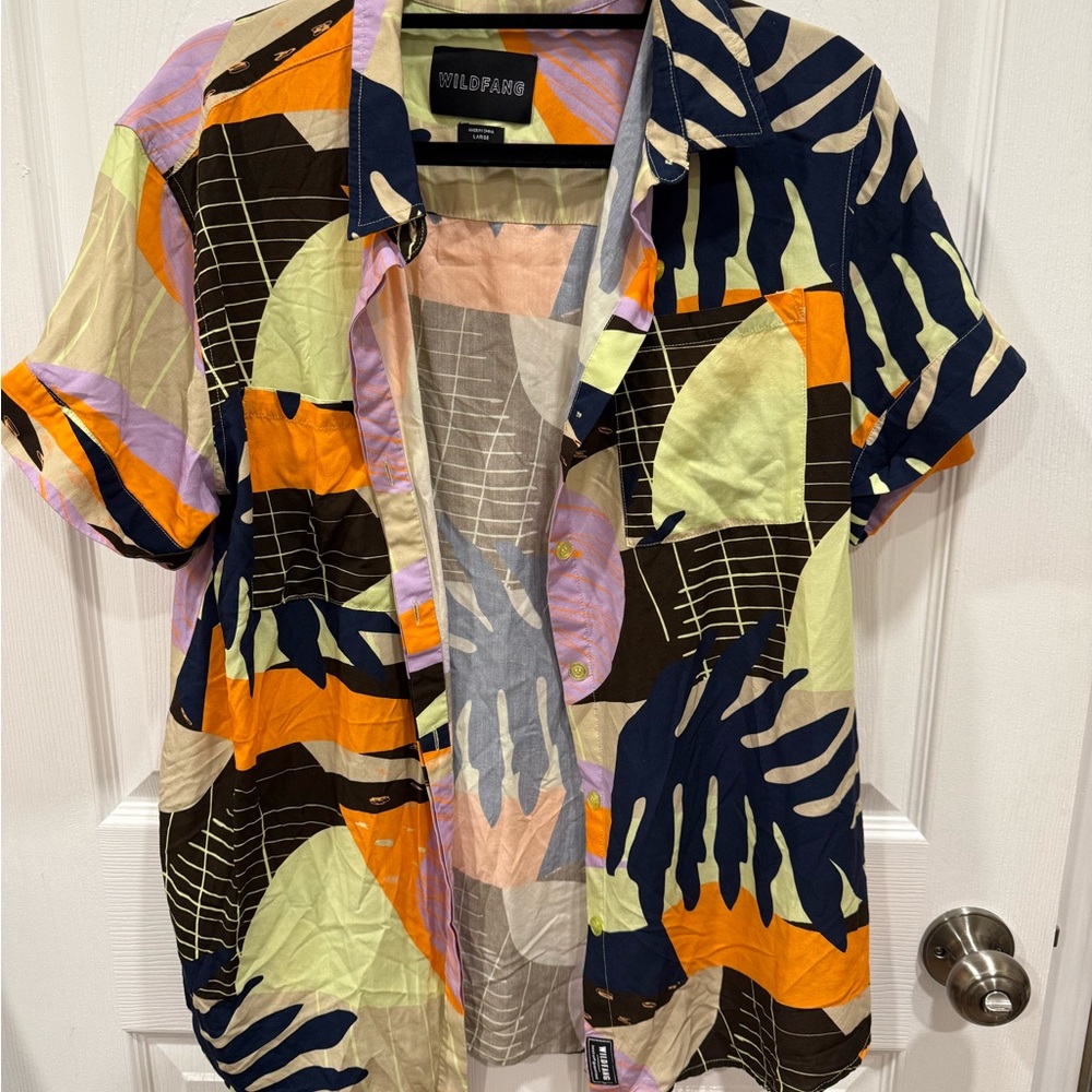 Wildfang Empower button up Large Colorful Button-Up Shirt
